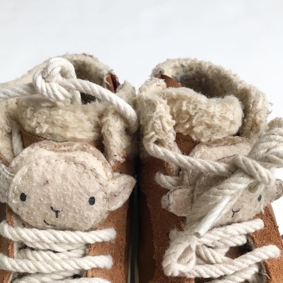 ZARA Sheep face brown hi-top sneakers GUC - visible wear size 23(7 toddler) - Picture 6 of 8